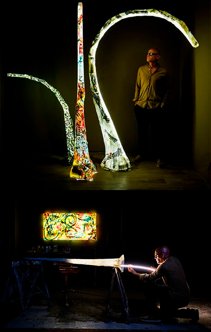 didgeridoo lampada sonora musicale da terra lampade_moderne complemento arredo interior design quadri luminosi marcello ballardini
